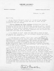 Letter to Chris from Michael Mandelbaum regarding useful material for the SALT debate