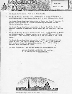 Legislative Alert: information about different committee hearings