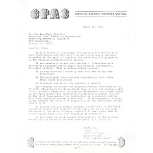 Letter, Charles Glenn, March 18, 1977.