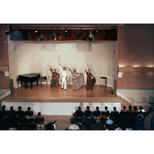 Four dancers on stage at the Jorge Hernandez Cultural Center.