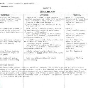 Edited draft of the Chinese Progressive Association's work plan for the Chinese Workers' Education Project