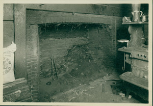 Interior view of a fireplace at the Balch-Dean House, Shrewsbury, Mass., undated