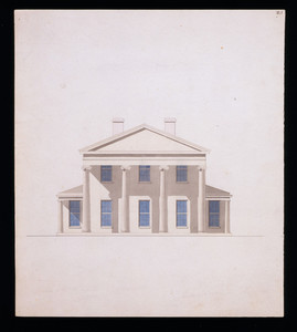 Front elevation of an unidentified house, designed by Joseph C. Howard, location unknown, ca. 1844-1845