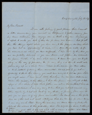 Thomas Lincoln Casey to General Silas Casey and Abby Pearce Casey, July 18, 1849