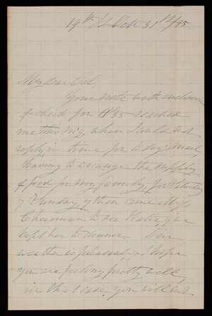 Alice W. Babcock to Thomas Lincoln Casey, October 31, 1885