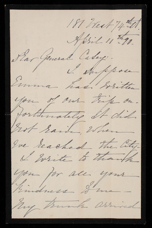 Anne Rhea Weir to Thomas Lincoln Casey, April 11, 1890