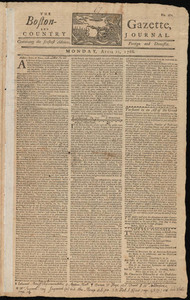 The Boston-Gazette, and Country Journal, 11 April 1768