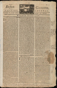 The Boston-Gazette, and Country Journal, 12 December 1768