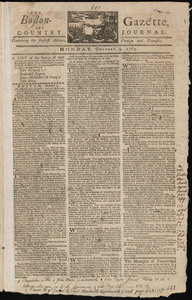 The Boston-Gazette, and Country Journal, 9 October 1769