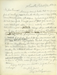 Letter from Benjamin Smith Lyman to Horace Howard Furness