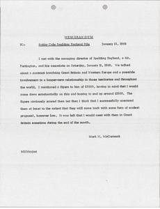 Memorandum to Bobby Cole Spalding England file