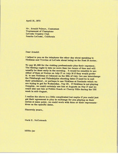 Letter from Mark H. McCormack to Arnold Palmer