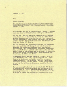 Memorandum from Mark H. McCormack to travel file