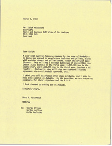 Letter from Mark H. McCormack to Keith MacKenzie