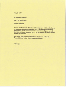 Memorandum from Mark H. McCormack to H. Richard Isaacson