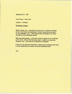 Memorandum from Judy A. Chilcote to Jane Grose