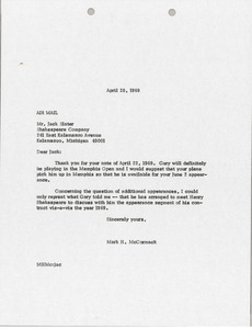 Letter from Mark H. McCormack to Jack Slater