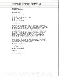 Letter from Mark H. McCormack to Michael Bonallack