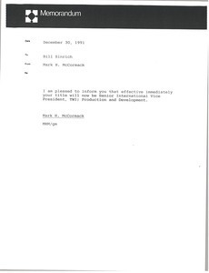 Memorandum from Mark H. McCormack to Bill Sinrich