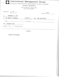 Fax from Michelle Lane to Mark H. McCormack