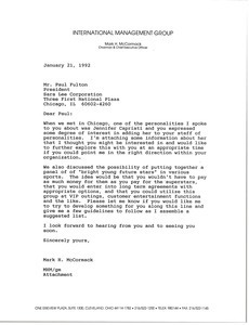 Letter from Mark H. McCormack to Paul Fulton