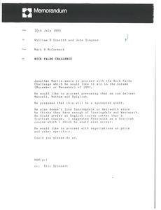 Memorandum from Mark H. McCormack to William D. Sinrich and John Simpson