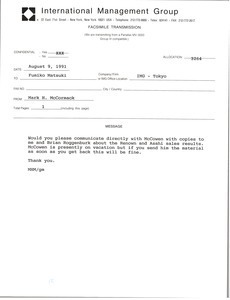 Fax from Mark H. McCormack to Fumiko Matsuki