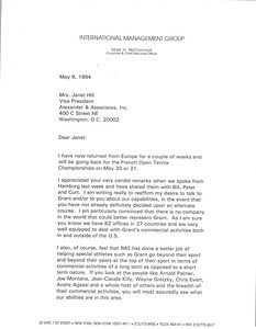 Letter from Mark H. McCormack to Janet Hill