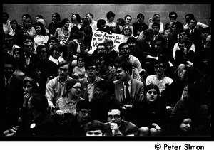 Audience awaiting speech by presidential candidate Eugene McCarthy at Boston University