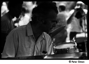 Dave Brubeck playing with the Cannonball Adderley Sextet (Roy McCurdy in the background), performing at Jackie Robinson's jazz concert