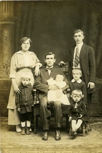 Portrait of unidentified family: probably Polish American millworkers, Easthampton, Mass.
