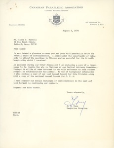 Letter from A. T. Mann to Elmer C. Bartels