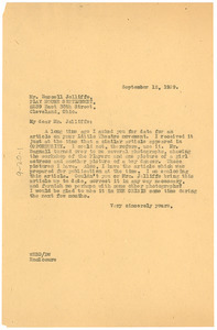 Letter from W. E. B. Du Bois to Russell Jelliffe
