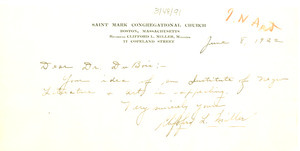 Letter from Clifford L. Miller to W. E. B. Du Bois