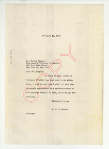 Letter from W. E. B. Du Bois to National Council of Arts, Sciences and Professions