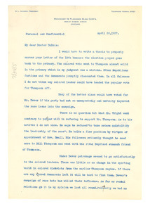 Letter from the A. L. Jackson to W. E. B. Du Bois
