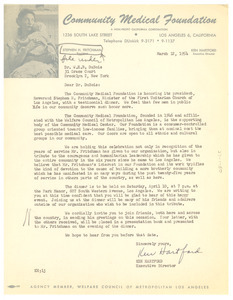 Letter from Community Medical Foundation to W. E. B. Du Bois