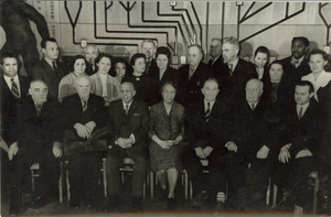 Group portrait of participants in unidentified Russian conference