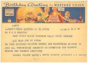 Telegram From Masses And Mainstream To W. E. B. Du Bois - Digital ...