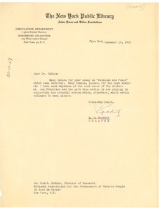 Letter from L. A. Reddick to W. E. B. Du Bois