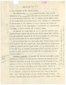 Draft of letter to the President of the United States