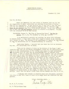 Letter from Anson Phelps Stokes to W. E. B. Du Bois