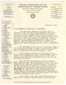 Memorandum from Walter White to NAACP Board of Directors