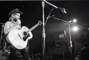 New Riders of the Purple Sage opening for the Grateful Dead at Sargent Gym, Boston University: John 'Marmaduke' Dawson with acoustic guitar