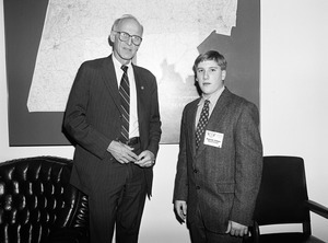 Congressman John W. Olver with Patrick Urban, 'Presidential Classroom' visitor to his congressional office
