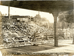 Fence and embankment at Anderson Theatre