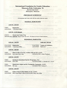 Minnesota Pride Celebration '96 Program Schedule