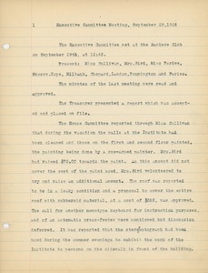 Meeting minutes of the Executive Committee for the Institute for Crippled and Disabled Men