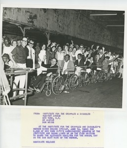 Disabled attendees lined up for at the 35th Annual Hudson River Cruise and Day in the Sun