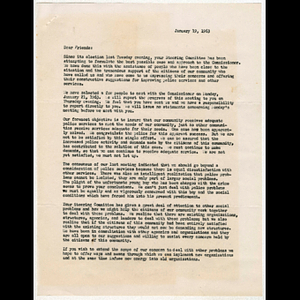 Letter from Reverend H. Carl McCall to Police-Community Relations Steering Committee conerning continued action and agenda for meeting to be held January 24, 1963